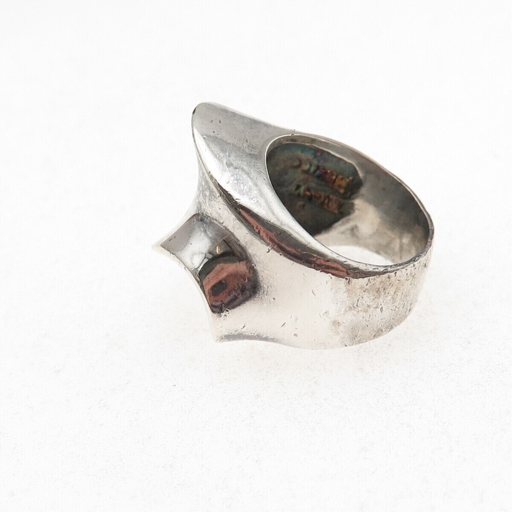 925 Sterling Silver Vintage Mexico Modernist Oxidized Ring Size 5.5 - Picture 4 of 9